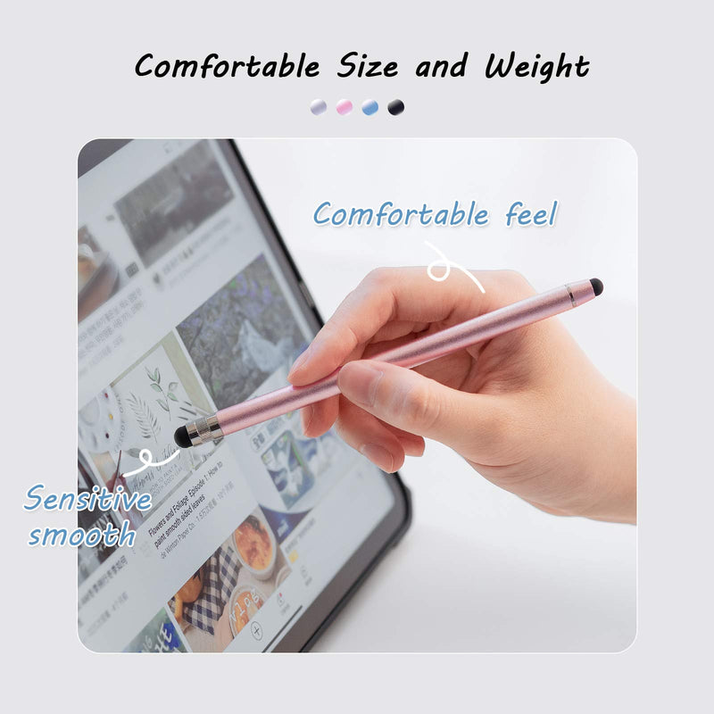 [Australia - AusPower] - Stylus Pens for Touch Screens, Abiarst Stylus Pens High Precision Capacitive Stylus for iPad iPhone Tablets Samsung Galaxy All Universal Touch Screen Devices (4-Pack Black/Blue/Silver/Rose Pink) 4-Pack Black/Blue/Silver/Rose Pink 