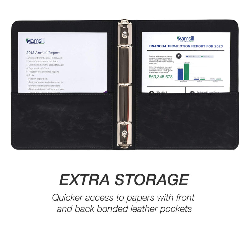 [Australia - AusPower] - Samsill Vintage Hardback Jr. Book Style 3 Ring Binder, 1 Inch Round Ring, Holds 200 Sheets – Black 