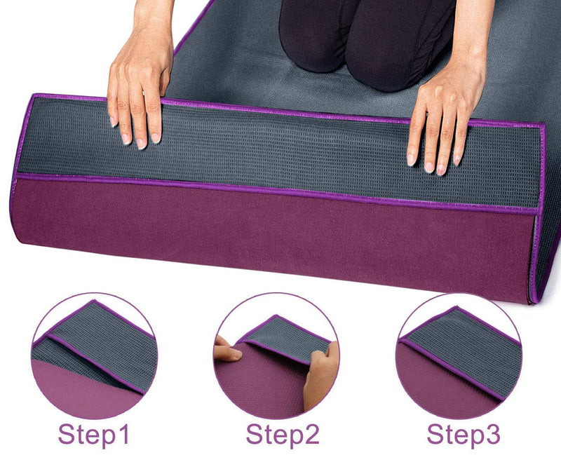 [Australia - AusPower] - Heathyoga Hot Yoga Towel Non Slip, Microfiber Non Slip Yoga Mat Towel, Exclusive Corner Pockets Design, Perfect for Hot Yoga, Bikram, Pilates and Yoga Mats Gray 68" x 24" 