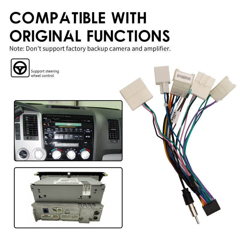 [Australia - AusPower] - ViaBecs Car aftermarket Radio Wiring Harness for Toyota Camry RAV4 Corolla Tundra Highlander Double Din Stereo Wire Harness Power Cable Support Steering Wheel Control 