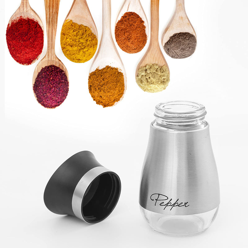 [Australia - AusPower] - 2 Pack Salt & Pepper Shakers Set, Refillable Stainless Steel Salt Pepper Container Spice Shakers Bottle for Home Kitchen, Restaurant, Picnic 