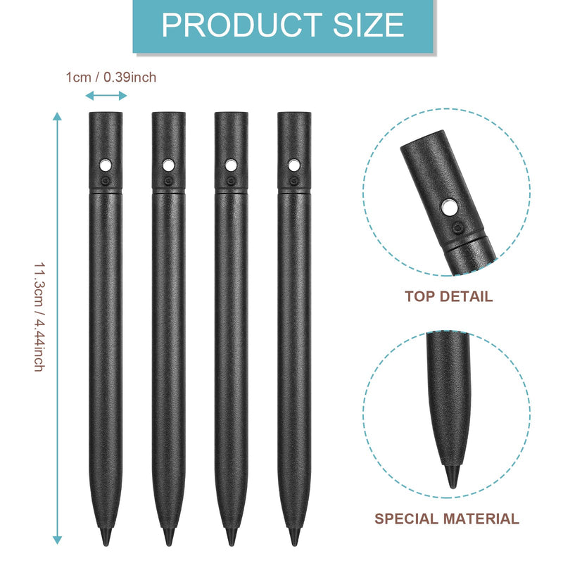 [Australia - AusPower] - 4.5 Inch Replacement Stylus Drawing Pen 4 Pieces Toddler Drawing Tablet Pens Kids' Electronics Pens with 4 Hanging Rope for LCD Writing Tablet (Black) Black 
