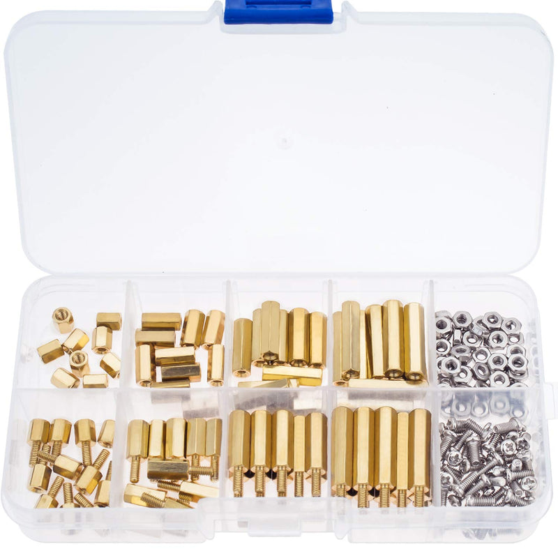 [Australia - AusPower] - Sutemribor M2.5 Male Female Hex Brass Spacer Standoff Screw Nut Assortment Kit (180Pcs) 