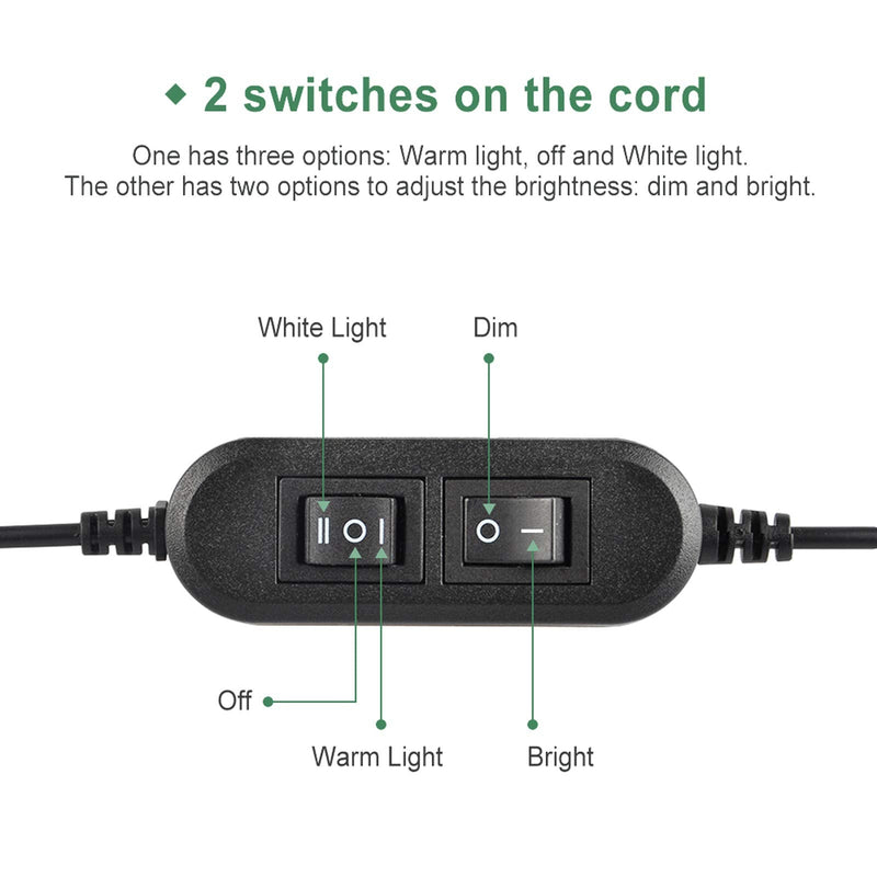 [Australia - AusPower] - GLORIOUS-LITE 36 LED Clip on Light, 4 Modes Reading Light, 360° Rotation Gooseneck Book Light, Eye-Caring Clip on Lamp for Desk, Headboard, Zoom Meeting and Makeup Mirror(Black) Black 