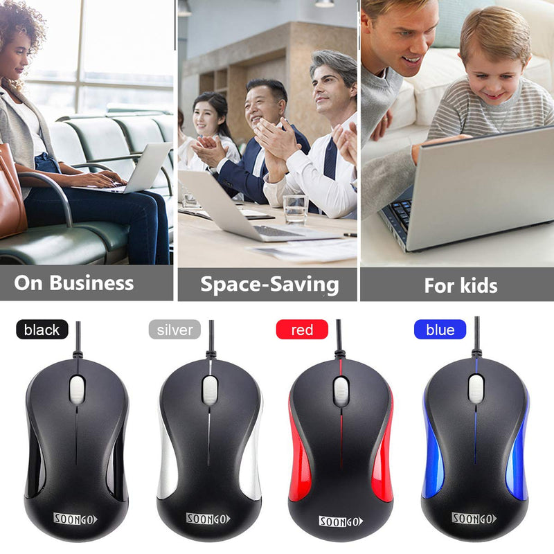 [Australia - AusPower] - USB Mouse 2 Pack for Laptop Computer Mouse Designed Ergonomic Optical Wired Mice for Office and Home use Compatible with Computer Laptop PC Desktop Windows 7/8/10/XP Vista and Mac Red Color by SOONGO RedDouble 