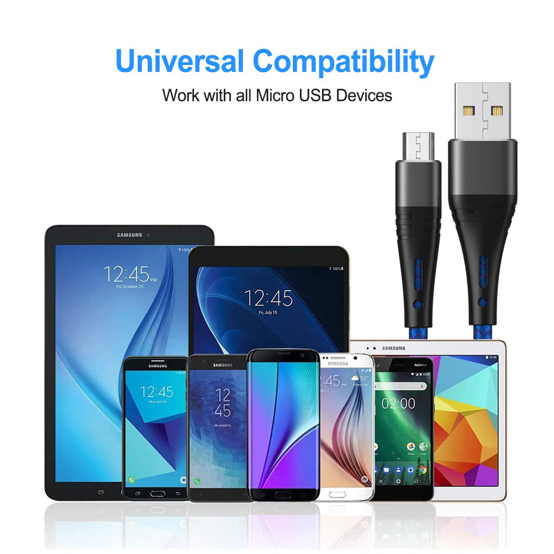 [Australia - AusPower] - Micro USB Cable 3ft Android Phone Charger 2-Pack Premium Nylon Braided Fast Durable Charging Cord for Samsung Galaxy S7 S6 Edge J7 S5,Note 5 4,LG,HTC,Sony,Xbox One, PS4,Kindle,MP3,Tablet(Blue) 3foot blue 