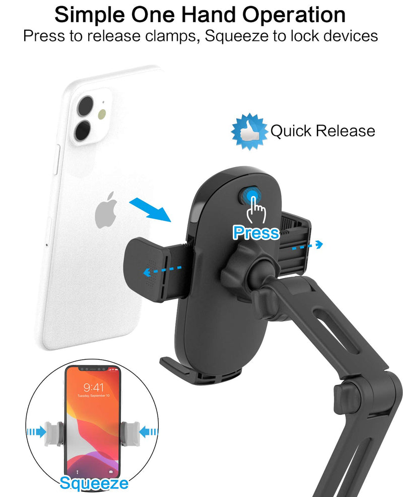 [Australia - AusPower] - Desk Phone Stand Adjustable Height Multi Angles Heavy Base, APPS2Car Multifunctional Universal Cell Phones Holder Table Mount for Office Kitchen Video Call Watching Movie for All Mobile iPhone (Black) 