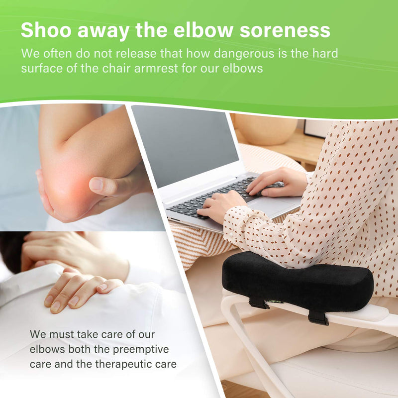 [Australia - AusPower] - LargeLeaf Extra Thick Chair armrest Cushions Elbow Pillow Pressure Relief Office Chair Gaming Chair armrest with Memory Foam armrest Pads 2-Piece Set of Chair (Black) X-Large (Pack of 2) Black 