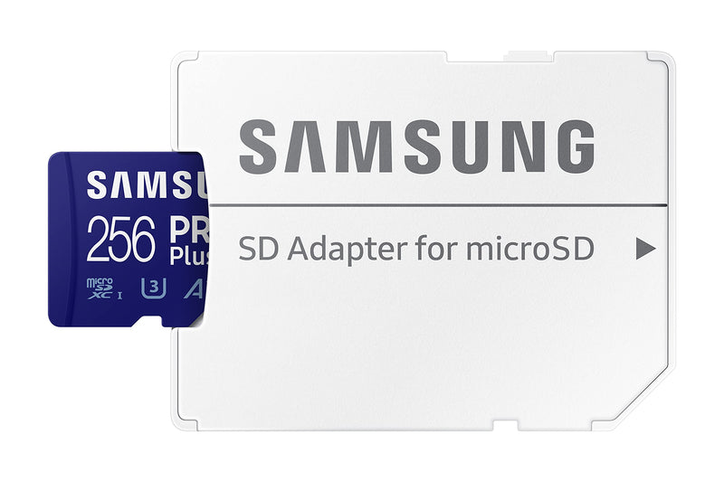 [Australia - AusPower] - SAMSUNG PRO Plus + Adapter 256GB microSDXC Up to 160MB/s UHS-I, U3, A2, V30, Full HD & 4K UHD Memory Card for Android Smartphones, Tablets, Go Pro and DJI Drone (MB-MD256KA/AM) 