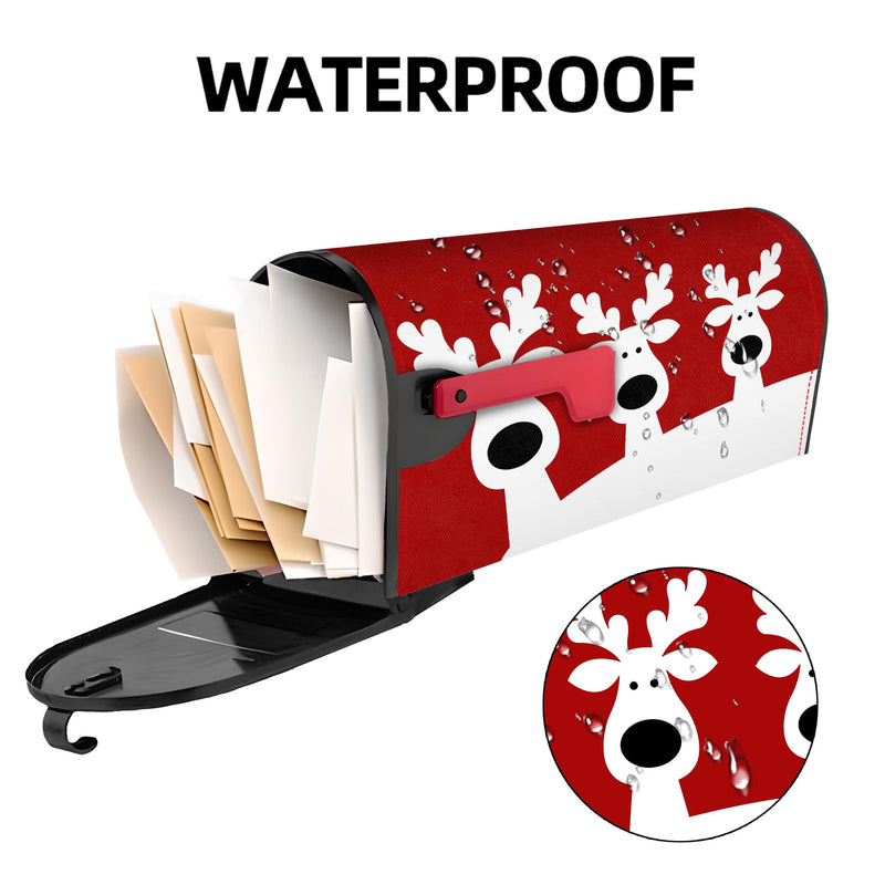 [Australia - AusPower] - Merry Christmas Elk Mailbox Cover 21x18 Inch, Red Christmas Reindeer Post Letter Box Covers, New Year Holiday Xmas Magnetic Waterproof Mail Wraps for Outdoor Yard Garden Standard Mailbox Decor Christmas Mailbox Cover-01 