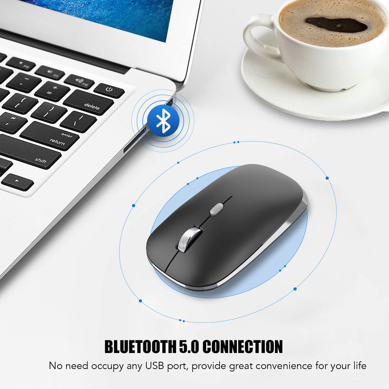 [Australia - AusPower] - Bluetooth Mouse, PINKCAT Silent Mouse Wireless, Bluetooth 5.0/4.0 Portable Slim Wireless Mouse, Optical Cordless Mouse for Laptop, ipad, MacBook Pro / Air, Mac, PC, Tablet, Chromebook, Surface Pro black 