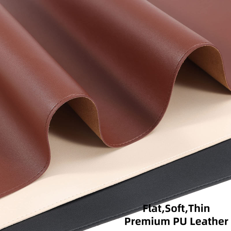 [Australia - AusPower] - Wolaile Desk Blotter Pad,36x17 inch PU Leather Computer Mouse Mat,Non-Slip Waterproof Writing Desktop Protector for Office Home,Large,Brown 36"x17" Brown 