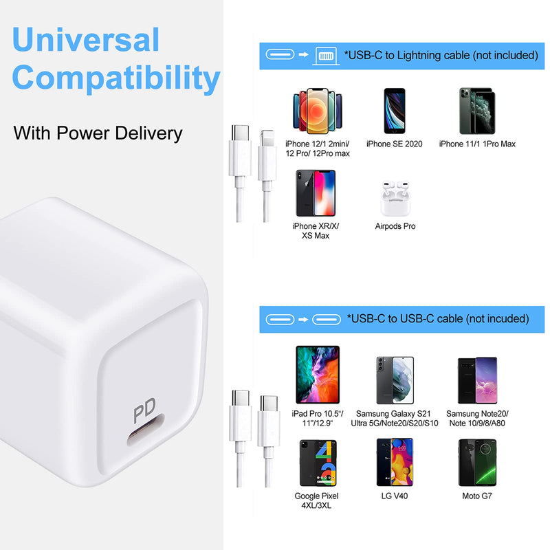 [Australia - AusPower] - 20W USB C Charger Type C Wall Charger Block Fast Charger PD Power Adapter Compatible with iPhone 13/12 Mini 12 Pro Max SE 11 Pro XS Max X XR 8,Samsung Galaxy S21 S20 S10 A52 A12 Note 20,Pixel 5 4 