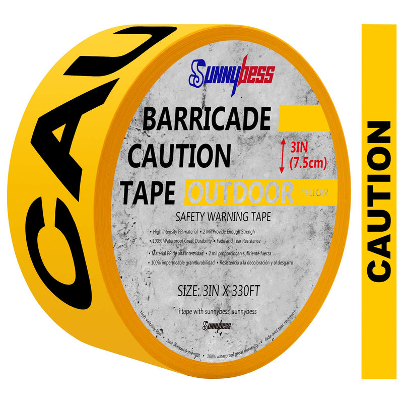 [Australia - AusPower] - Sunnybess 3” Barricade Safety Tape “CAUTION/CRIME SCENE DO NOT ENTER” Yellow Warning Tape with Black Print 330FT Yellow Caution Tape 