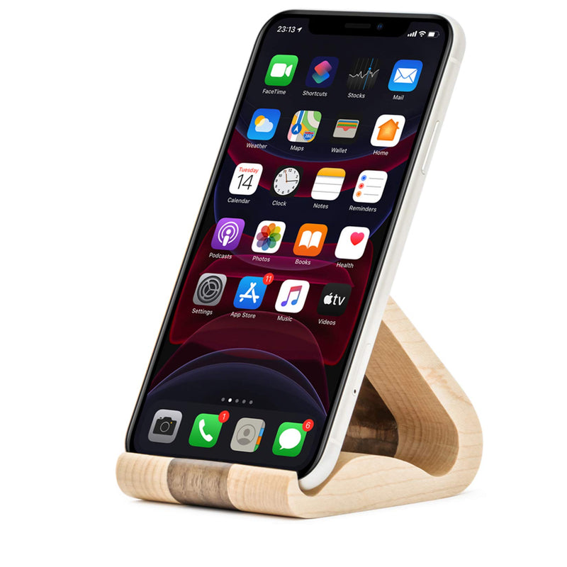 [Australia - AusPower] - Wooden Cell Phone Stand, MTWhirldy Stands for iPhone Universal Compatible with iPhone 11 Pro Max XS XR 8 Plus 7, Samsung Galaxy S20 S9 8 LG Moto Smartphone Facetime Holder for Desk (Maple and Walnut) 