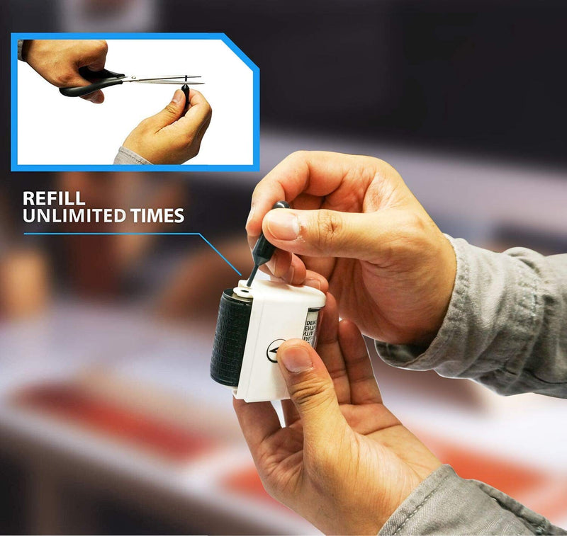 [Australia - AusPower] - Identity Theft Protection Roller Stamps Wide Kit, Including 6-Pack Refills - Confidential Roller Stamp, Anti Theft, Privacy & Security Stamp, Designed for ID Blackout Security - Classy White Stamp + 6 Refills 