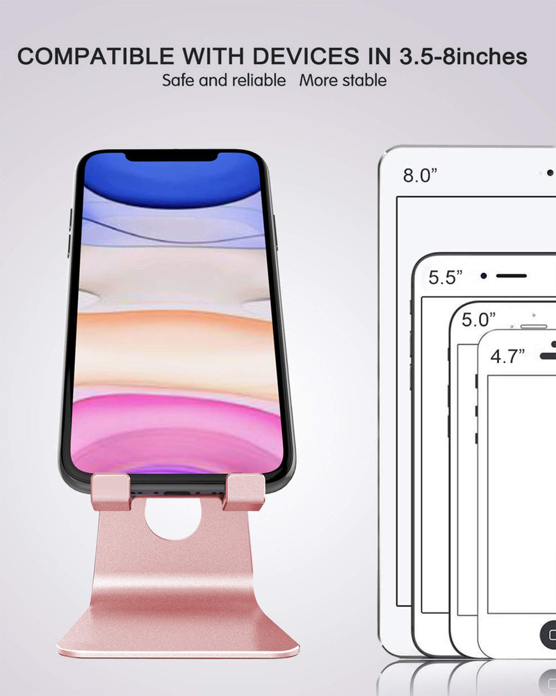 [Australia - AusPower] - Adjustable Cell Phone Stand, CreaDream Phone Stand, Cradle, Dock, Holder, Aluminum Desktop Stand Compatible With Phone Xs Max Xr 8 7 6 6s Plus SE Charging, Accessories Desk,All Mobile Phones-Rose Gold Rose Gold 