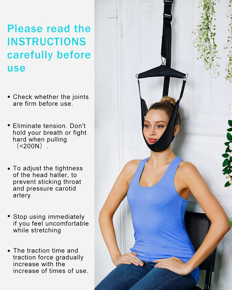 [Australia - AusPower] - Cervical Neck Traction Device Over Door for Home Use, Portable Neck Stretcher Hammock for Neck Pain Relief, Physical Therapy AIDS for Neck Decompressor. 