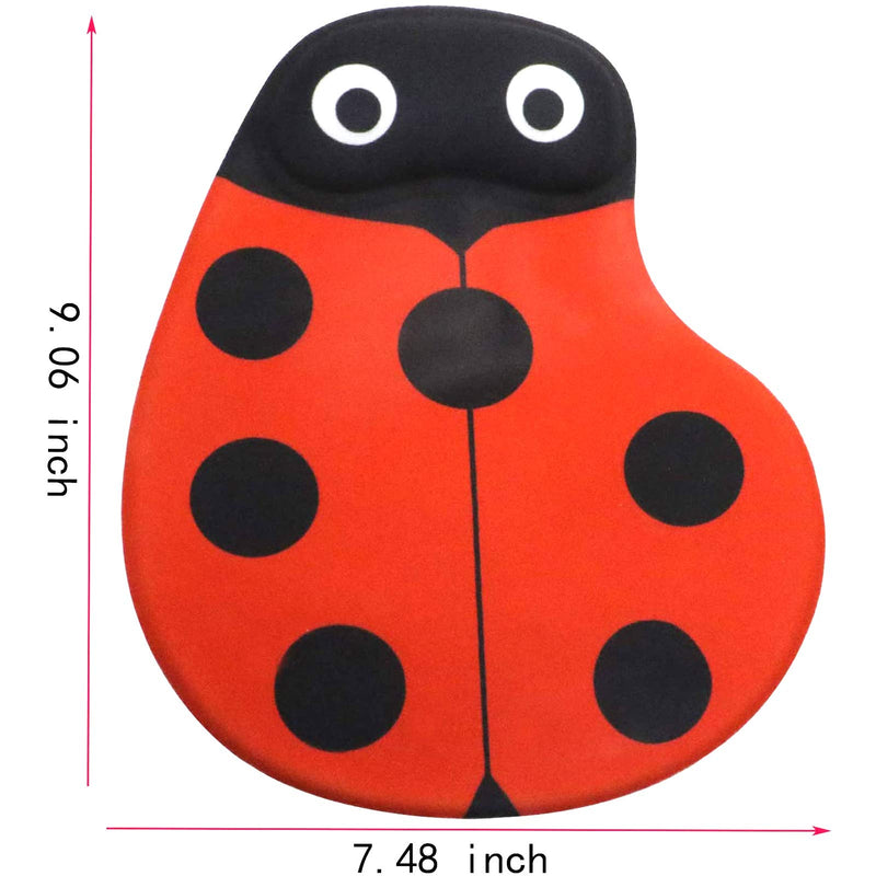 [Australia - AusPower] - PCTC Mouse Pad, Red Cute Ladybug Comfortable Gel Wrist Support Mouse Pad - Ergonomic Gaming Desktop Mouse Pad Wrist Rest -Gaming Mouse Pad, Non-Slip PU Base for Computer, Laptop, Home, Office&Travel 