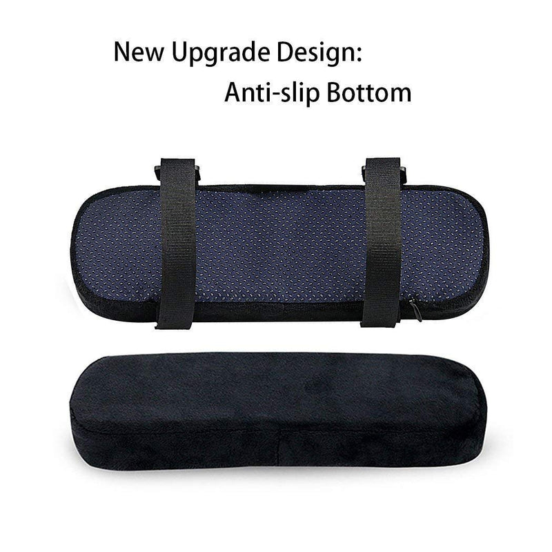 [Australia - AusPower] - 2 Pack Office Chair Armrest Pads Covers with Memory Foam Elbow Pillow for Forearm Pressure Relief, Black Arm Rest Covers for Office Chairs, Wheelchair, Comfy Gaming Chair 