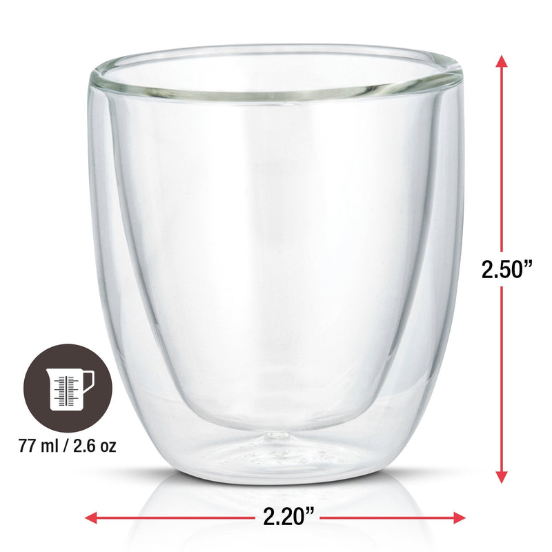 [Australia - AusPower] - Double Wall Espresso Cup Set of 4 - Insulated Expresso Coffee Cups Sets - Stackable Espresso Shot Glasses - 2.6oz Demitasse Espresso Cups Glass Set for Lungo, Doppio & Turkish - Espresso Gift Set Mugs 