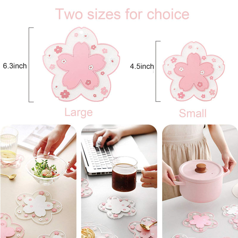 [Australia - AusPower] - 2 Pcs Silicone Coaster Cup Mat Cute Flower Coasters Non Slip Silicone Drink Cup Mat for Drinks PVC Tabletop Protection Mat Bowl Mat Heat Insulation Placemat (Small) Small 