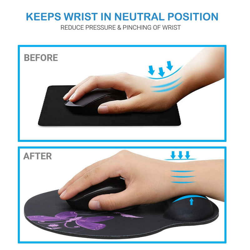 [Australia - AusPower] - Wrist Rest Support Mouse Pad - Ergonomic Mouse Pad,Memory Foam Mice Mat for Office Work Computer Gaming by RICHEN Nice Butterfly 