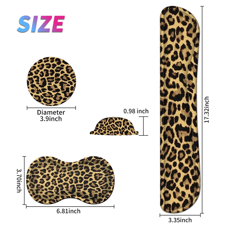 [Australia - AusPower] - Keyboard Wrist Rest + Mouse Wrist Rest + Coaster Set, Ergonomic Memory Foam Easy Typing Pain Relief, Wrist Support Pad for Keyboard and Mouse Computer Laptop, Leopard 