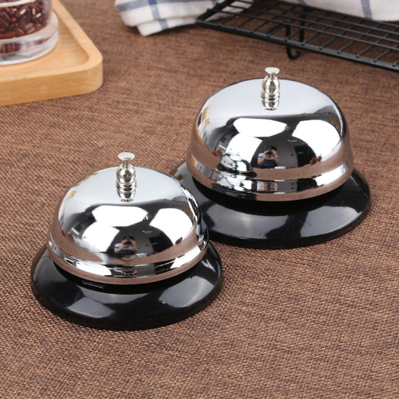 [Australia - AusPower] - Call Bell 2 Packs 3.35 Inch Diameter with Metal Anti-Rust Construction, Ringing, Durable, Desk Bell Service Bell for Hotels, Schools, Restaurants, Reception Areas, Hospitals, Warehouses(Silver) 