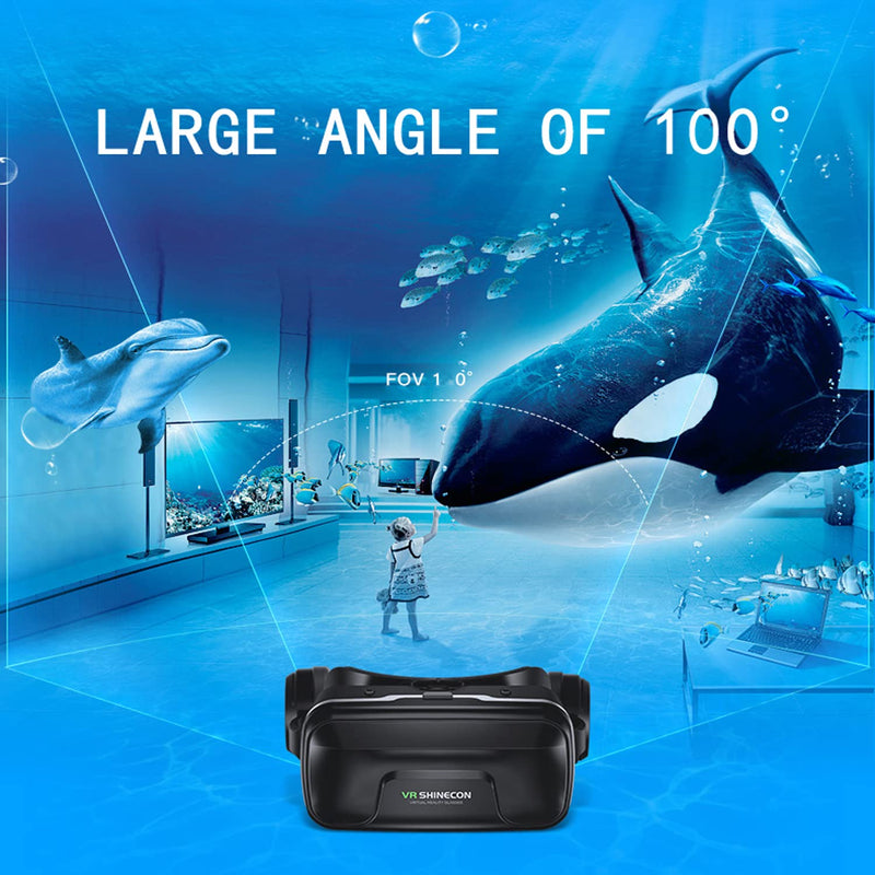 [Australia - AusPower] - VR SHINECON Original 6.0 VR Headset Version Virtual Reality Glasses Stereo Headphones 3D Glasses Headset Helmets Support 4.7-6.53 inch Large Screen Smartphone (with Controller SC-B01) 