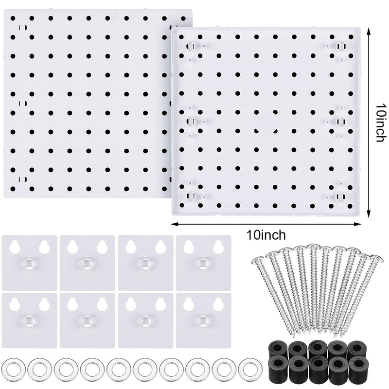 [Australia - AusPower] - 2 Pieces Pegboard Wall Organizer Small Pegboard Peg Board Wall Panel Kits Pegboard Accessories, 2 Installation Methods, No Harm to The Wall for Garage Kitchen Bathroom Office (White) White 