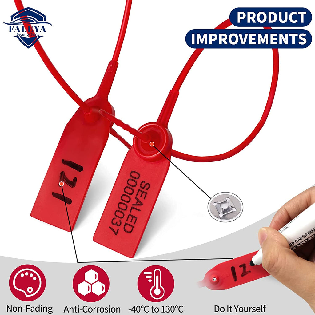 [Australia - AusPower] - FALEYA.WZW Plastic Security Seals Tamper-Proof Zip Ties with Adjustable Tags, Pull-Tite Security Seals 280mm (Red)(Package of 100) Red 