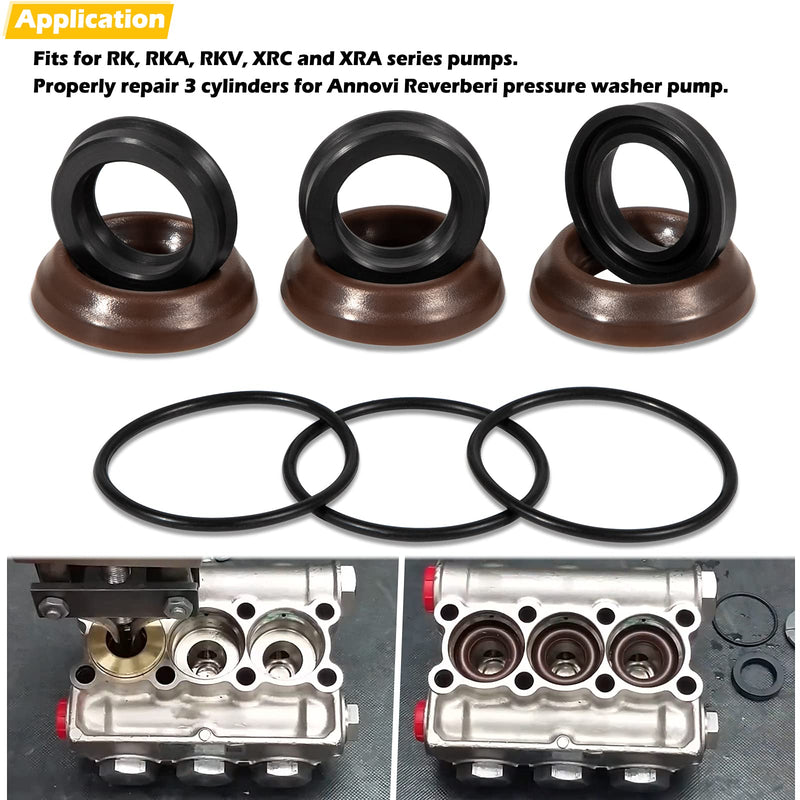 [Australia - AusPower] - AR1828 Water Pump Check Valves Kit & AR1857 Pressure Washer Packing Kit Perfectly Compatible with Annovi Reverberi 18mm XR RK RKA RKV 
