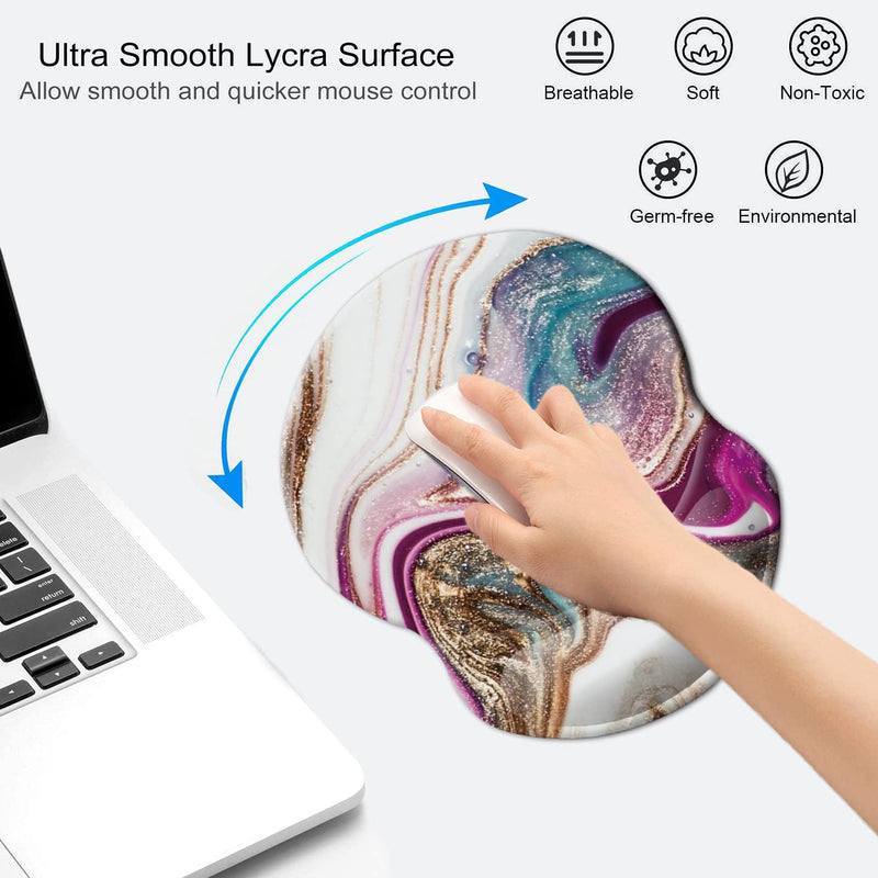 [Australia - AusPower] - Mouse Pad with Wrist Support, Non Slip Mousepad Wrist Rest for Office, Computer, Laptop & Mac- Durable & Comfortable & Lightweight Ergonomic Support Mouse Mat (Beige Purple Marble-Wrist) Beige Purple Marble-wrist 