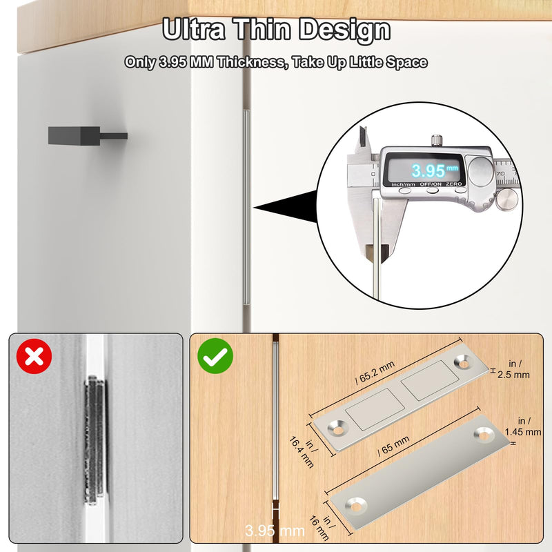 [Australia - AusPower] - Jiayi 30 Lb Cabinet Drawer Door Magnets, 2 Pack Magnetic Cabinet Door Catch Heavy Duty Kitchen Magnets Closures, Door Magnetic Catch Cupboard Double Magnets Latch for Wardrobe Closet Door Closing Sliver 