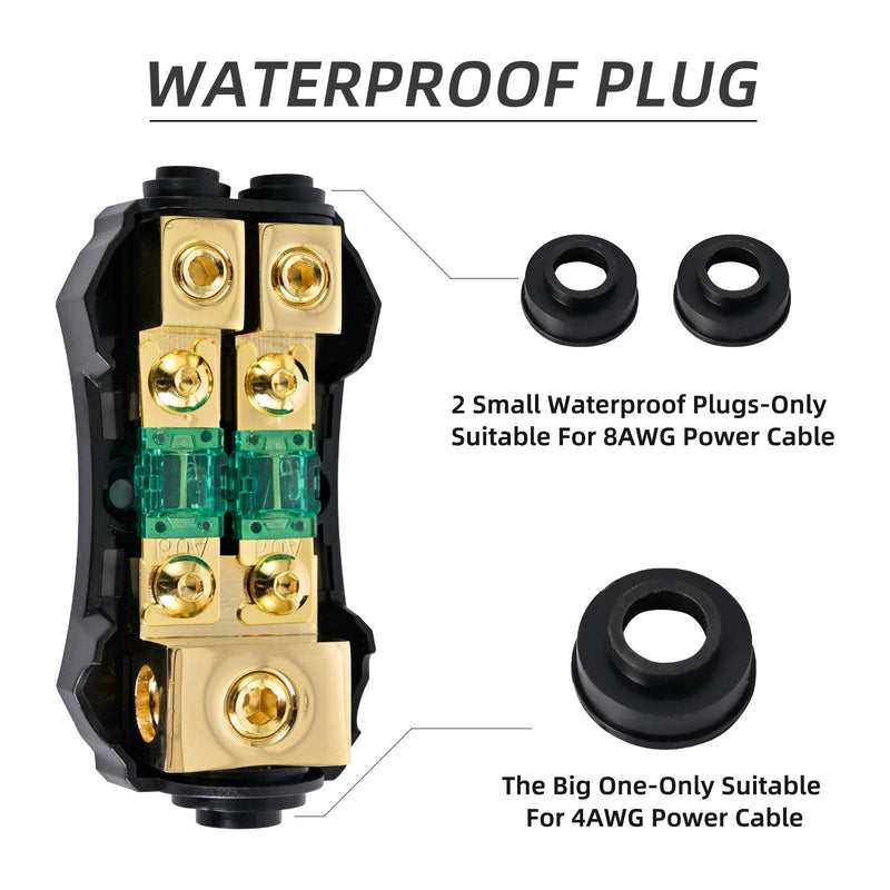 [Australia - AusPower] - LEIGESAUDIO Copper 0/4 Gauge to 4/8 Gauge 60 Amp Mini ANL 2 Way Fuse Holder Distribution Block 