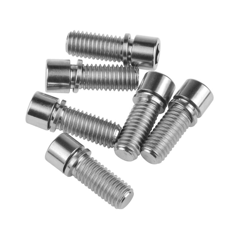 [Australia - AusPower] - Wanyifa M8 x 20mm Titanium Ti Bolt with Washer for BMX Bicycle Stem Pack of 6 Normal Titanium 