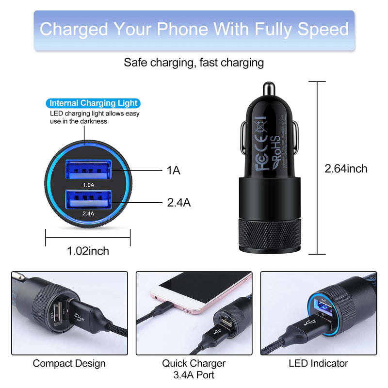 [Australia - AusPower] - Car Charger Adapter+Quick Charge 3.0 Wall Charger Block Plug+6ft USB Type C Fast Charging Cable for Samsung Galaxy S22 S21 Ultra/Plus 5G S20 FE/Ultra S10 Note 21/20/10 A32 A52 A72 A20 Z Fold3/Z Flip3 G(4 in 1 Black) 