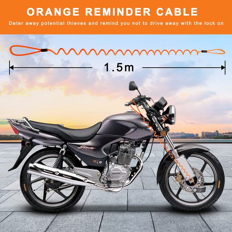 [Australia - AusPower] - Disc Brake Lock, Motorcycle Alarm Disc Lock Anti-Theft Security Lock Waterproof 110dB Alarm Sound with 5ft Reminder Cable Keys & Carry Pouch for Motorbike Bike Scooter Black 