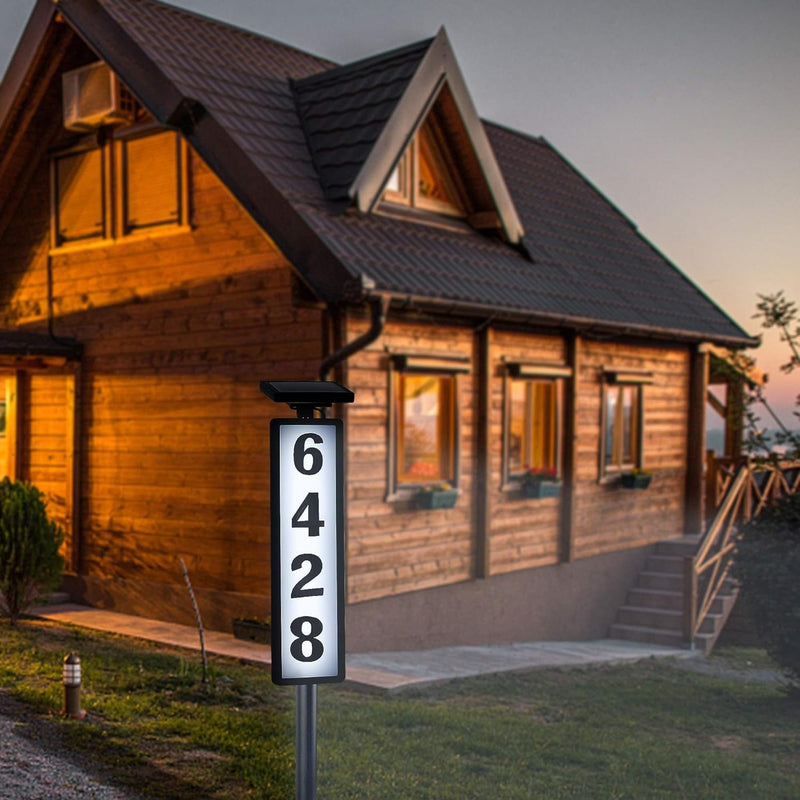[Australia - AusPower] - Solar Lighted House Address Numbers Sign, Megfiehun Solar Powered House Numbers Light, LED Illuminated Outdoor Address Plaque for Home Yard Garden House 