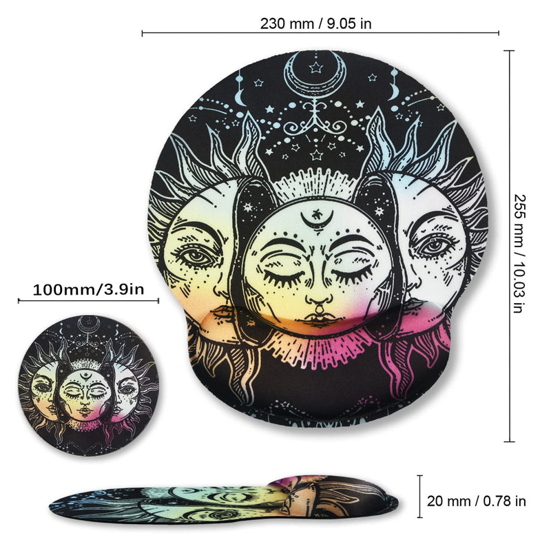 [Australia - AusPower] - ArtSo Ergonomic Mouse Pad with Wrist Rest Support, Memory Form Non-Slip Rubber Base Mousepad for Home, Office, Easy Typing & Pain Relief, Mandala Sun Face 
