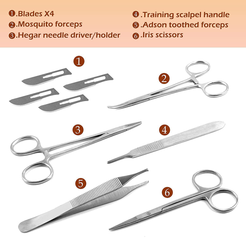 [Australia - AusPower] - Medarchitect Suture Practice Kit for Medical Student Suture Training Include Thickened Suture Pad with Different Depth and Complete Suture Tools with PU Case 
