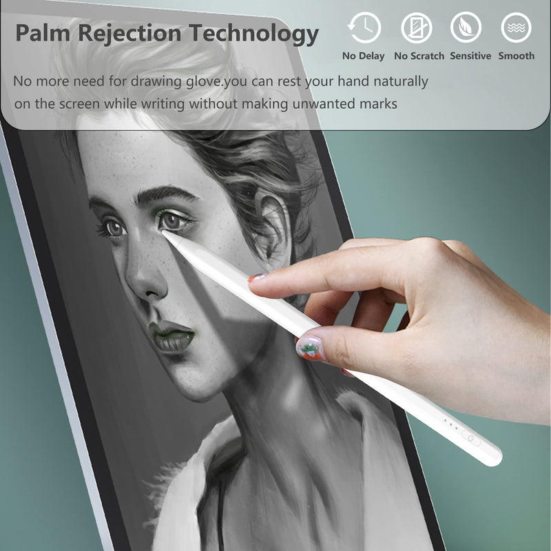 [Australia - AusPower] - Kedoo Stylus Pen for iPad with Palm Rejection for iPad Pro 2021 11/12.9 Inch(2018-2021) iPad 8th iPad 7/6th iPad Air 4th/3rd, iPad Mini 5th Gen,Tilt Detection,Magnetic Adsorption-White white 