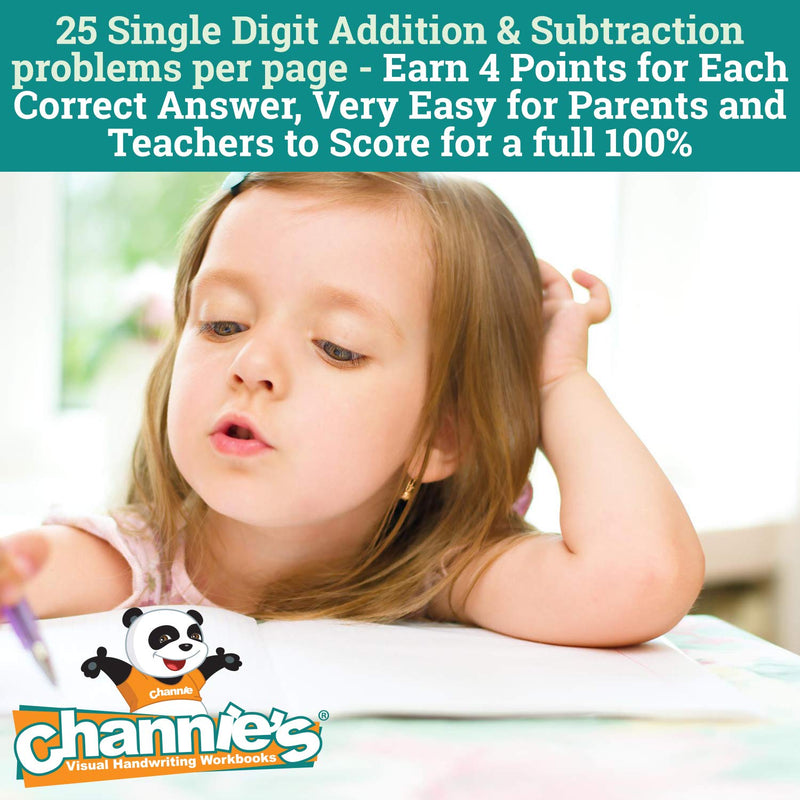 [Australia - AusPower] - Channie’s One Page A Day Single Digit Addition & Subtraction Workbook for Pre-Kindergarten - 1st Grade Elementary School Students, Single Digit Math Practice, 50 Pages 