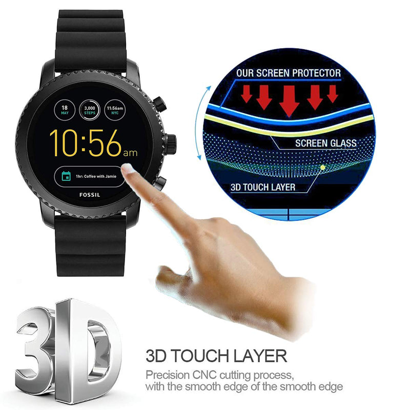 [Australia - AusPower] - Youniker 3 Pack For Fossil Q Explorist Gen 3 Screen Protector Tempered Glass For Fossil Q Explorist Gen 3 Smart Watch Screen Protectors Foils Glass 9H 0.3MM,Anti-Scratch,Bubble Free 