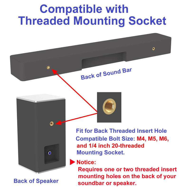 [Australia - AusPower] - Universal Speaker Wall Mount for Sony, Vizio, Samsung, Roku, and More Sound Speakers, Speaker Brackets for Rear Satellite Speakers or Sound Bar, Mounted Under TV on Wall 