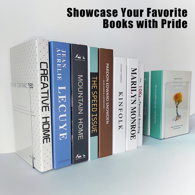 [Australia - AusPower] - Bookend, DRLIFE Clear Acrylic Bookends for Shelves, Book End, Book Stopper for Heavy Duty Books, CDs, Video Games (1 Pair/2 Pieces) 