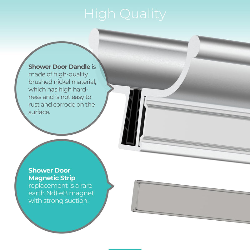 [Australia - AusPower] - 3-3/4" Bright Chrome Frameless Shower Door Handle with Metal Strike and 3" Magnet,Shower Door Magnetic Latch Kit Fits Glass Door Thickness 1/8", 5/32", 3/16" and 1/4",Shower Door Replacement Parts 