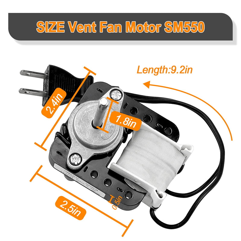 [Australia - AusPower] - Universal Bathroom Vent Fan Motor SM550 Electric Motors Kit 50CFM 120V 3000 RPM Replace EM550 C01575 EM750 65100 VFM100 by Fetechmate 