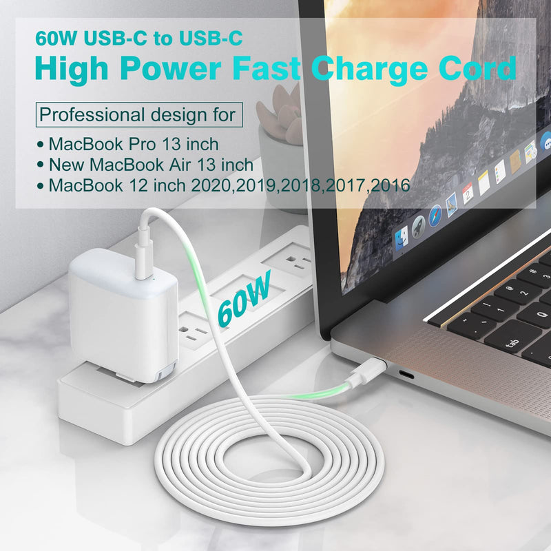 [Australia - AusPower] - 2-Pack[6.6ft 60W/3A] USB C to USB C Cable, 2 Sided Type C Cord, REALPOW USB-C Fast Charging Cable for New MacBook Air, iPad Pro/Air/Mini 6, Galaxy S22/S21, Pixel, Switch and More 6.6ft 